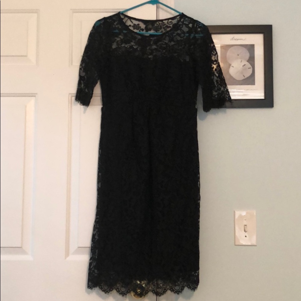 Maternity black lace evening dress